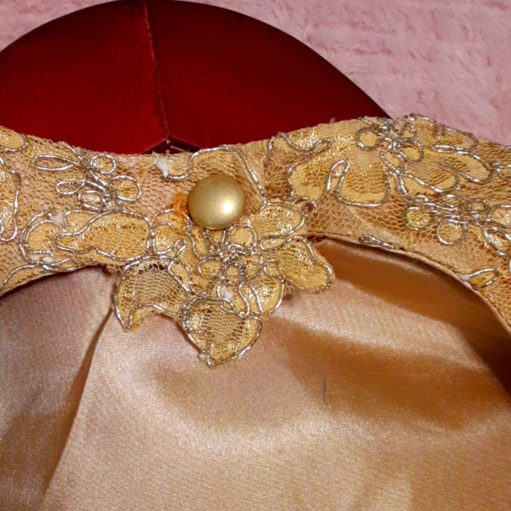 Flower Girl Dress, Handmade Custom Made, Navy Gold Pearl & Sequin Embellishments - Picture 7 of 15